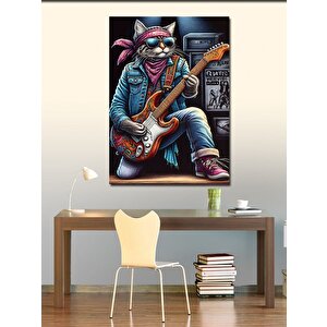 Kanvas Tablo Rockçı Kedi 70x100 cm