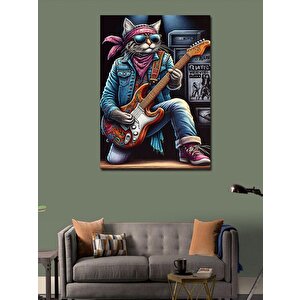 Kanvas Tablo Rockçı Kedi 70x100 cm