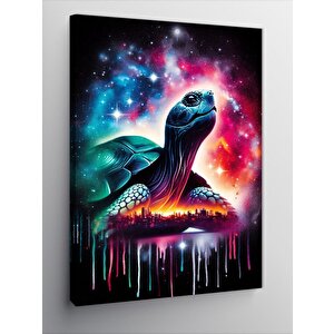 Kanvas Tablo Kaplumbağa Ve Işıltılı Gökyüzü 100x140 cm