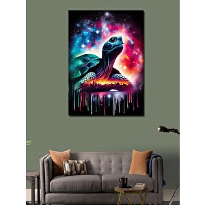 Kanvas Tablo Kaplumbağa Ve Işıltılı Gökyüzü 100x140 cm