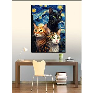 Kanvas Tablo Yıldızlı Kedi