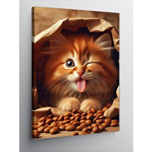 Kanvas Tablo Karton Kutudaki Kedi 100x140 cm