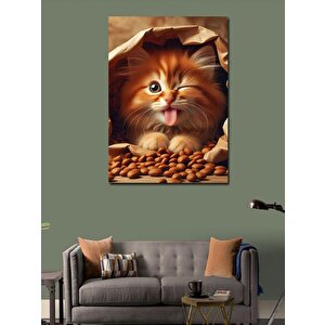 Kanvas Tablo Karton Kutudaki Kedi 100x140 cm