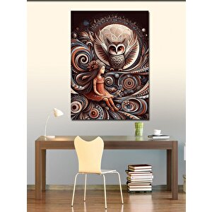 Kanvas Tablo Baykuş Ve Kız 70x100 cm