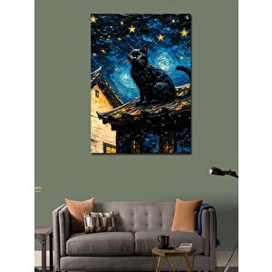 Kanvas Tablo Gece Yarısı Kedi 70x100 cm