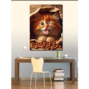 Kanvas Tablo Karton Kutudaki Kedi