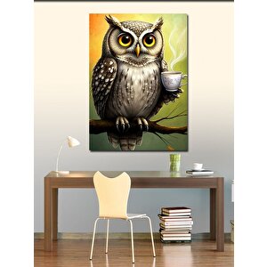 Kanvas Tablo Kahve İçen Baykuş 70x100 cm