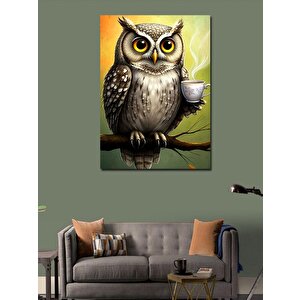 Kanvas Tablo Kahve İçen Baykuş 70x100 cm