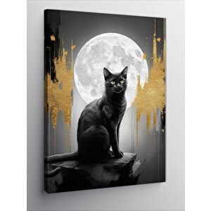 Kanvas Tablo Ay Işığında Kedi 70x100 cm