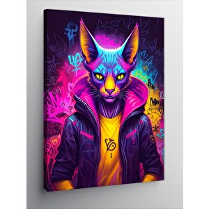 Kanvas Tablo Neon Kedi 70x100 cm