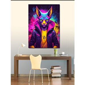 Kanvas Tablo Neon Kedi 70x100 cm