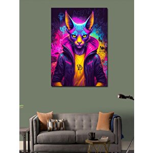 Kanvas Tablo Neon Kedi 70x100 cm