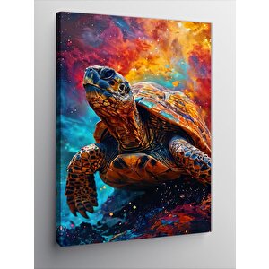 Kanvas Tablo Kaplumbağa Ve Işıltılı Gökyüzü 70x100 cm