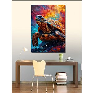 Kanvas Tablo Kaplumbağa Ve Işıltılı Gökyüzü 70x100 cm