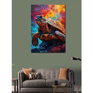 Kanvas Tablo Kaplumbağa Ve Işıltılı Gökyüzü 70x100 cm