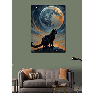 Kanvas Tablo Ay Işığındaki Kedi 70x100 cm