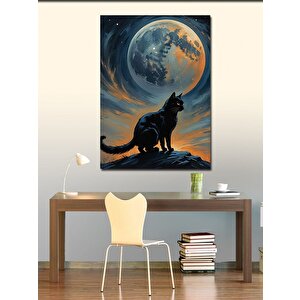 Kanvas Tablo Ay Işığındaki Kedi