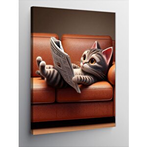 Kanvas Tablo Kanepe Üzerinde Kedi 100x140 cm