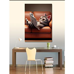 Kanvas Tablo Kanepe Üzerinde Kedi 100x140 cm