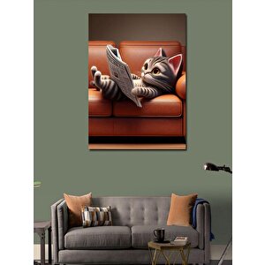 Kanvas Tablo Kanepe Üzerinde Kedi 100x140 cm