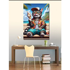 Kanvas Tablo Tatilde Kedi