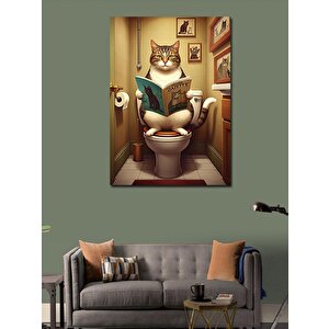 Kanvas Tablo Kitap Okuyan Kedi 100x140 cm