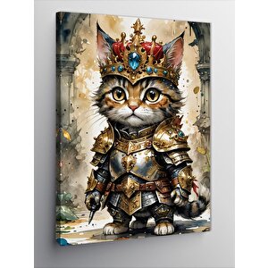 Kanvas Tablo Kral Kedi 100x140 cm