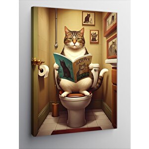 Kanvas Tablo Kitap Okuyan Kedi