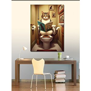Kanvas Tablo Kitap Okuyan Kedi