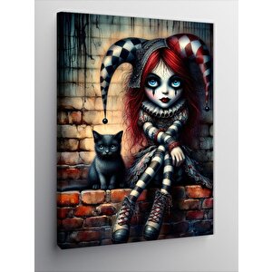 Kanvas Tablo Palyaço Ve Kedi 70x100 cm