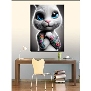 Kanvas Tablo Sevimli Beyaz Kedi 70x100 cm
