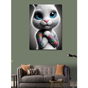Kanvas Tablo Sevimli Beyaz Kedi 70x100 cm