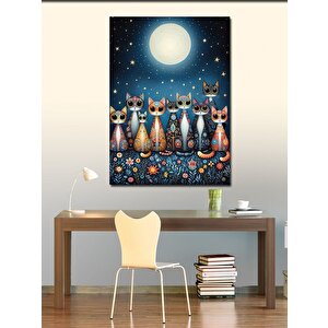 Kanvas Tablo Gece Kedileri 100x140 cm