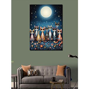 Kanvas Tablo Gece Kedileri 100x140 cm