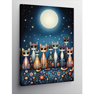 Kanvas Tablo Gece Kedileri 70x100 cm