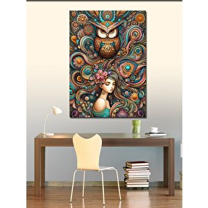 Kanvas Tablo Baykuş Ve Desenler 70x100 cm