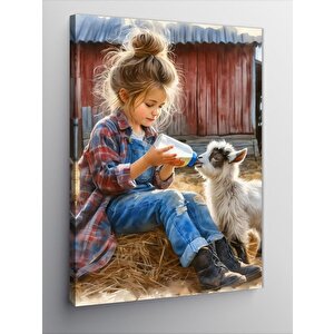 Kanvas Tablo Kedi Seven Kız Çocuğu