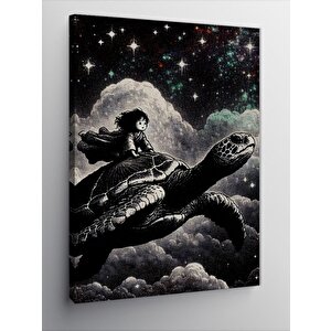 Kanvas Tablo Uzayda Kaplumbağa 70x100 cm