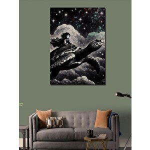 Kanvas Tablo Uzayda Kaplumbağa 70x100 cm