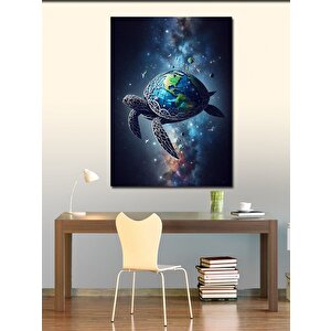 Kanvas Tablo Dünya Ve Kaplumbağa 50x70 cm