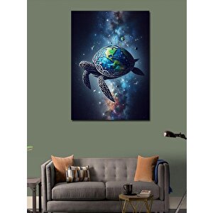 Kanvas Tablo Dünya Ve Kaplumbağa 50x70 cm