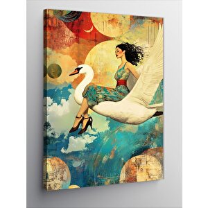 Kanvas Tablo Soyut Kadın Ve Leylek 70x100 cm