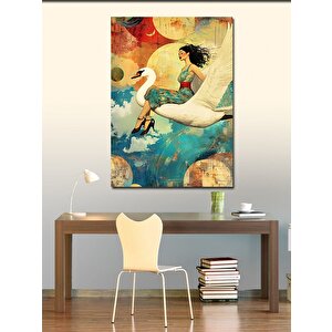 Kanvas Tablo Soyut Kadın Ve Leylek 70x100 cm