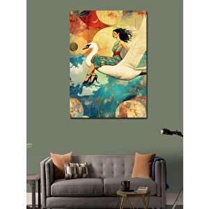 Kanvas Tablo Soyut Kadın Ve Leylek 70x100 cm