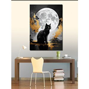 Kanvas Tablo Dolunay Ve Kedi