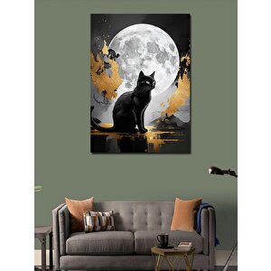 Kanvas Tablo Dolunay Ve Kedi