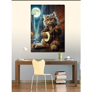 Kanvas Tablo Cümbüş Çalan Kedi 70x100 cm