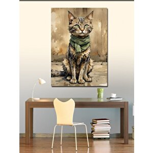 Kanvas Tablo Klasik Kedi Portresi 100x140 cm