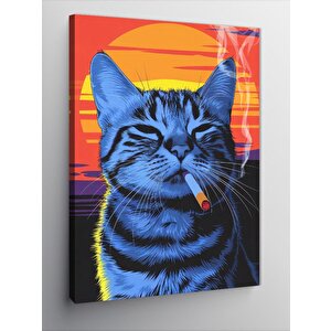 Kanvas Tablo Mavi Kedi