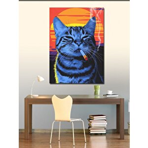 Kanvas Tablo Mavi Kedi
